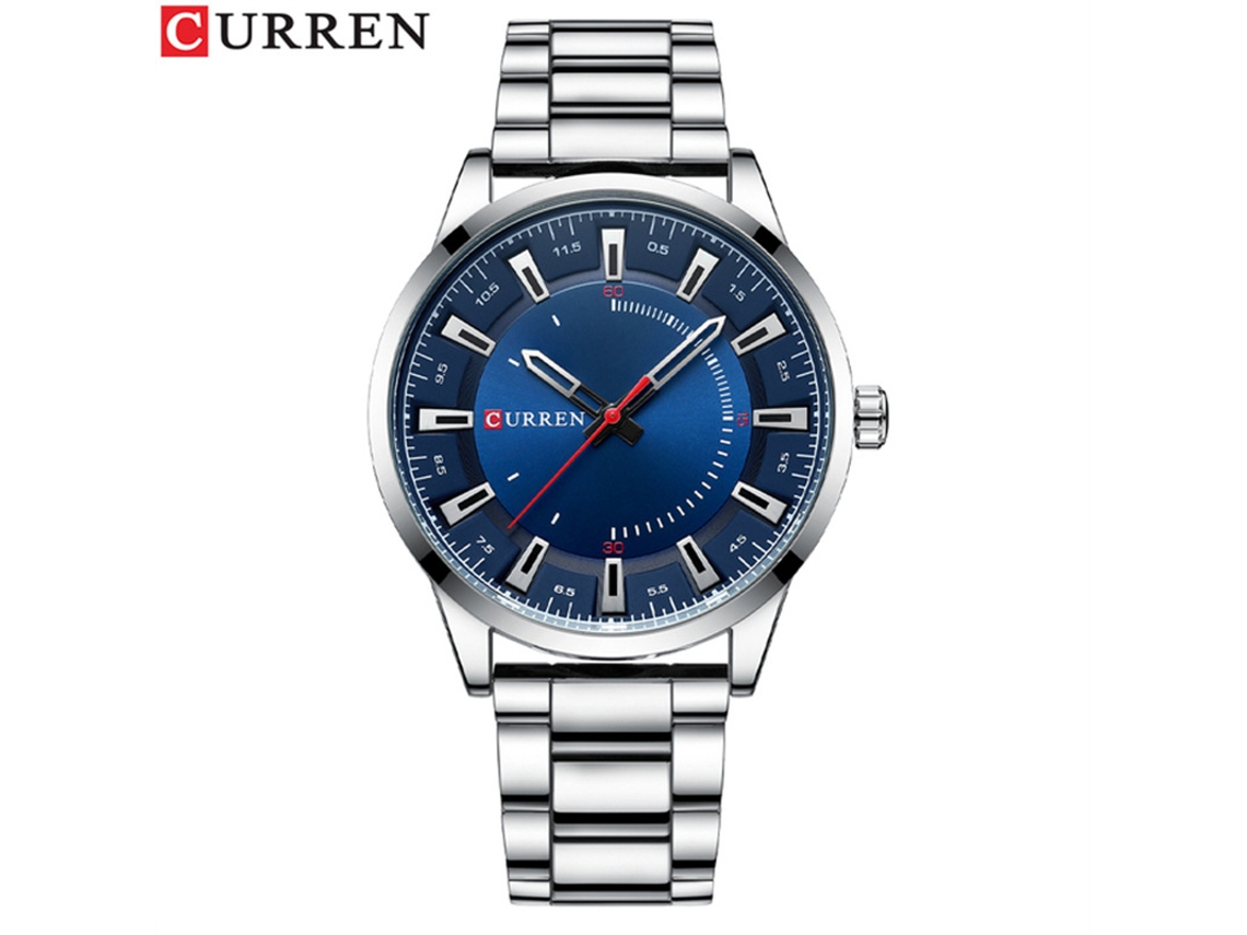 Reloj Casual Para Hombre (azul Plateado), Resistente Al Agua, Correa De Acero, Esfera Grande.