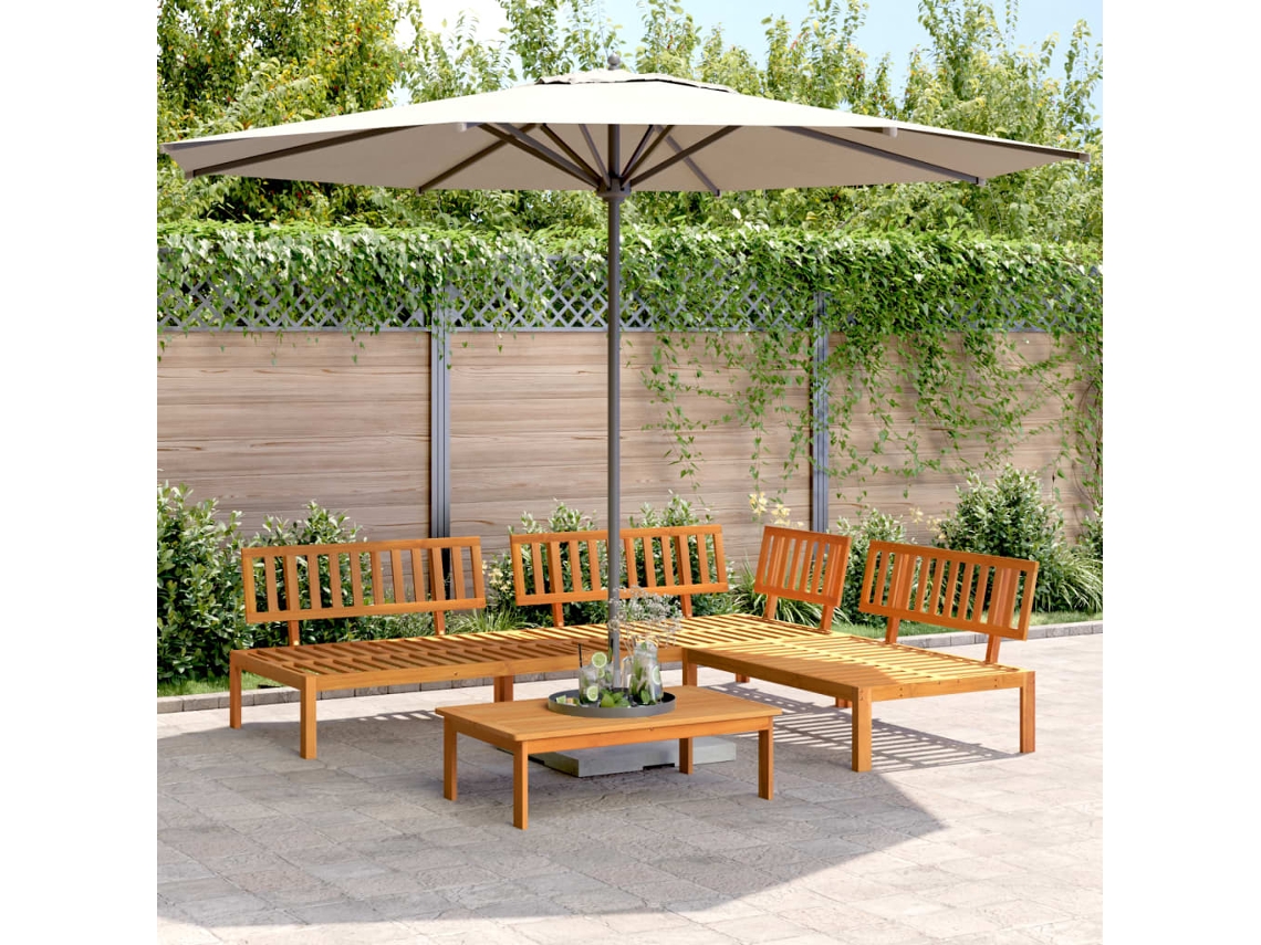 Juego de 4 muebles de jardín de palets de madera maciza de acacia, DKD Home Decor