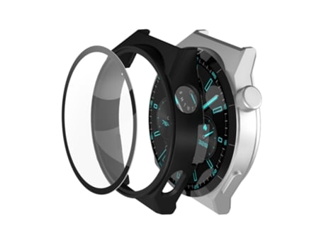 Huawei GT3 Pro 46 mm Bisel 2 en 1 pieza + cubierta protectora de reloj de película de vidrio templado (negro)
