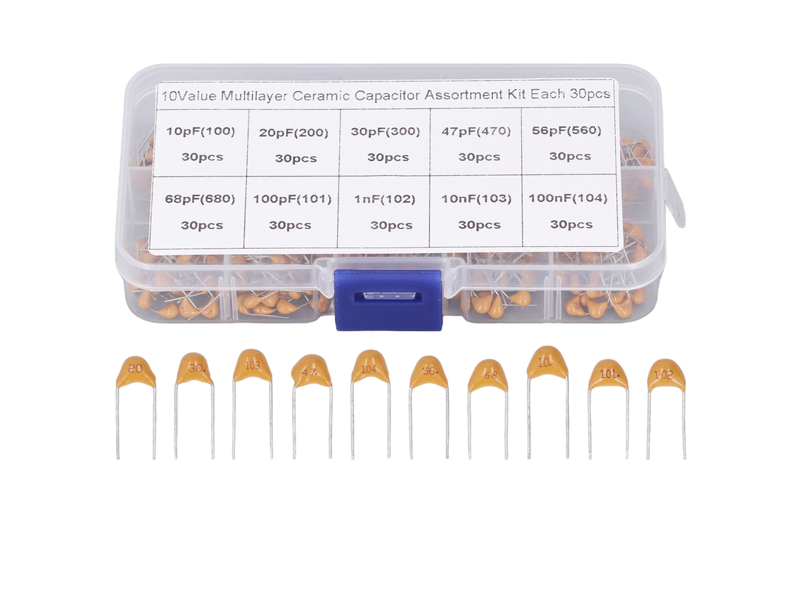 Kit De 300 Condensadores Cerámicos Monolíticos (de 10 Pf A 100 Nf) Para Proyectos Electrónicos De Bricolaje.