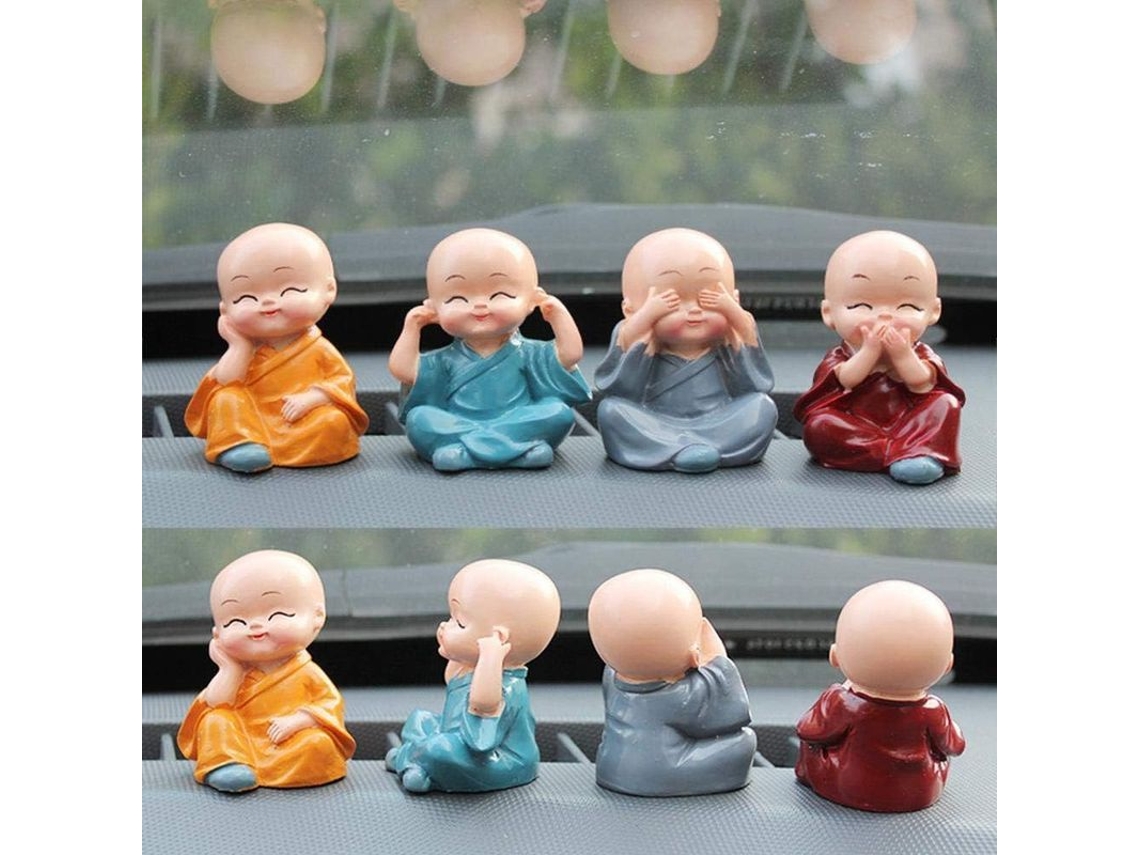 4 Piezas De Lindas Estatuas Pequeñas De Monjes De Resina, Decoración Creativa De Buda Sabio De Kung Fu
