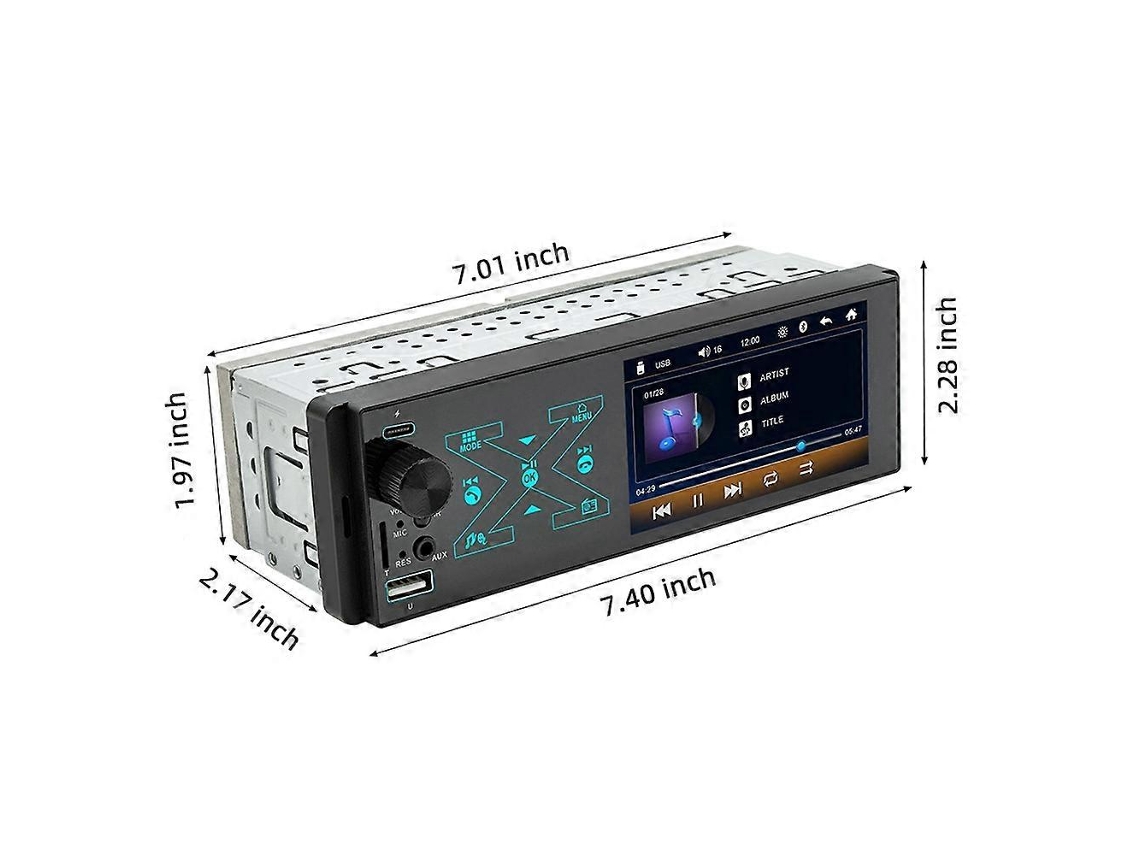 Receptor estéreo para coche de un solo DIN de 460 W con luces de colores, reproductor MP5 con pantalla táctil de 4,1 pulgadas, radio FM BT 5.0