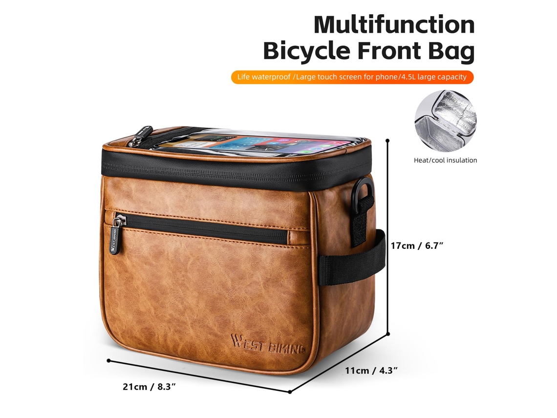 Bolsa para manillar de bicicleta con pantalla táctil - Cesta delantera impermeable para bicicleta Paquete de almacenamiento de accesorios pa IKIKSO