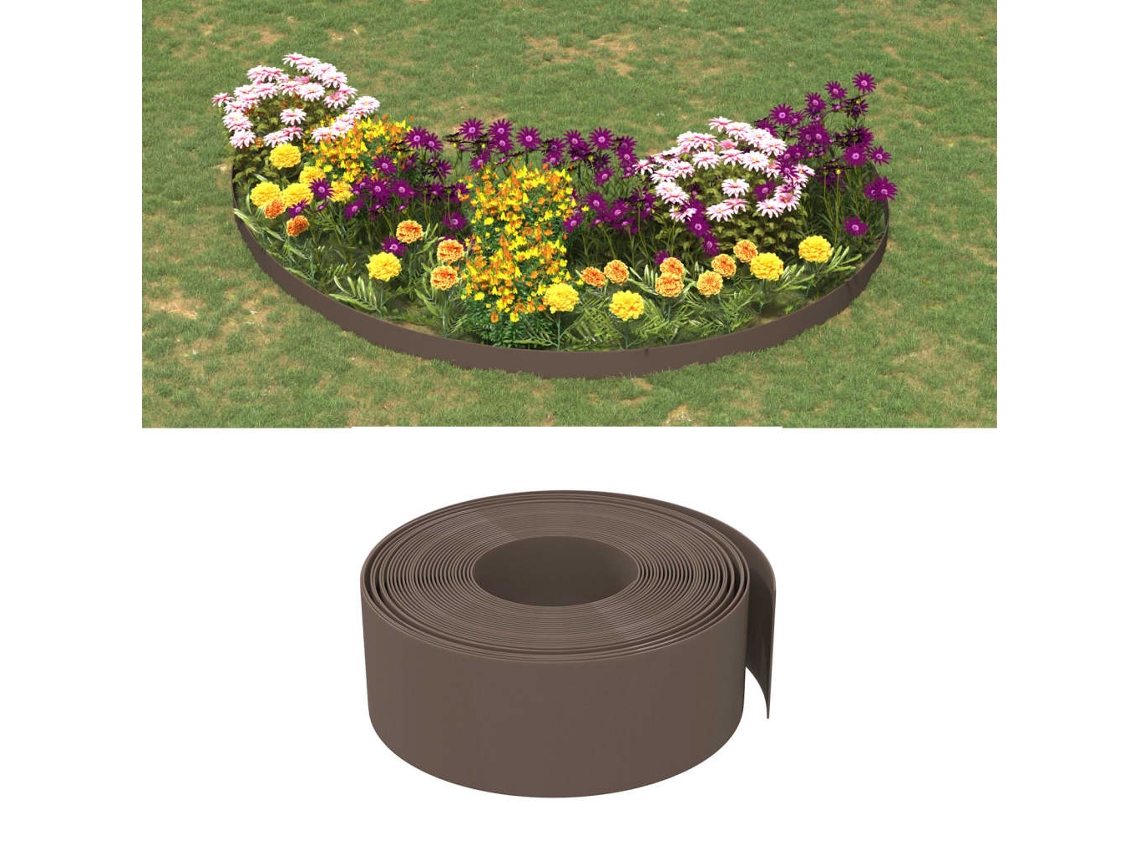 Borde de jardín de polietileno marrón DKD de 10 m y 20 cm para decoración del hogar