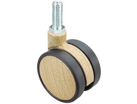 Rueda giratora espiga roscada m10x25 50dkm75 nylon-madera haya ALEX