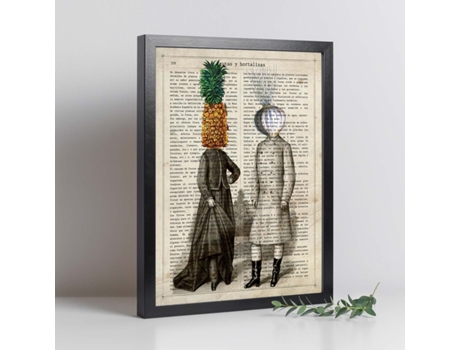 Poster De Verduras Humanas. Lámina Miss Piña & Mr. Ajo. Cuadros De Humanos Con Cabezas De Verdura.