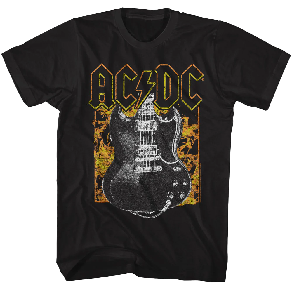Ac Dc Fire And Guitar T-shirt Unisex Rockinstone Size:m