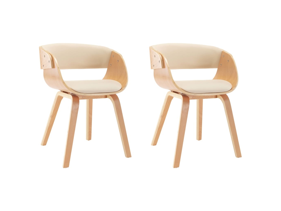 Maison Exclusive - Sillas De Comedor 2 Uds Madera Curvada Y Cuero Sintético Crema