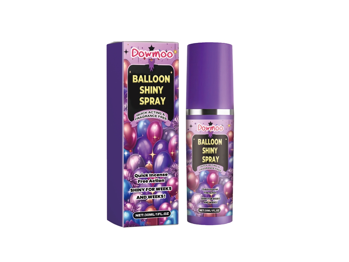 Spray para globos Dowmoo con brillo y textura, antioxidante y brillo duradero en la superficie del globo.
