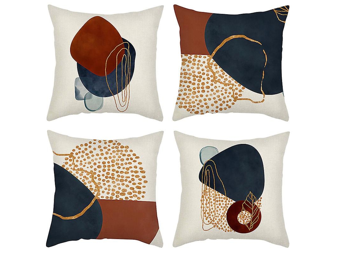 Rebe-set De 4 Fundas De Almohada 45x45cm Abstractas Decorativas Para Sofá Sala Dormitorio