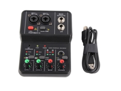 Mezclador de audio USB de 2 canales con alimentación fantasma de 48 V. Consola de mezcla de sonido compacta para grabación de música de karaoke en casa y en línea.