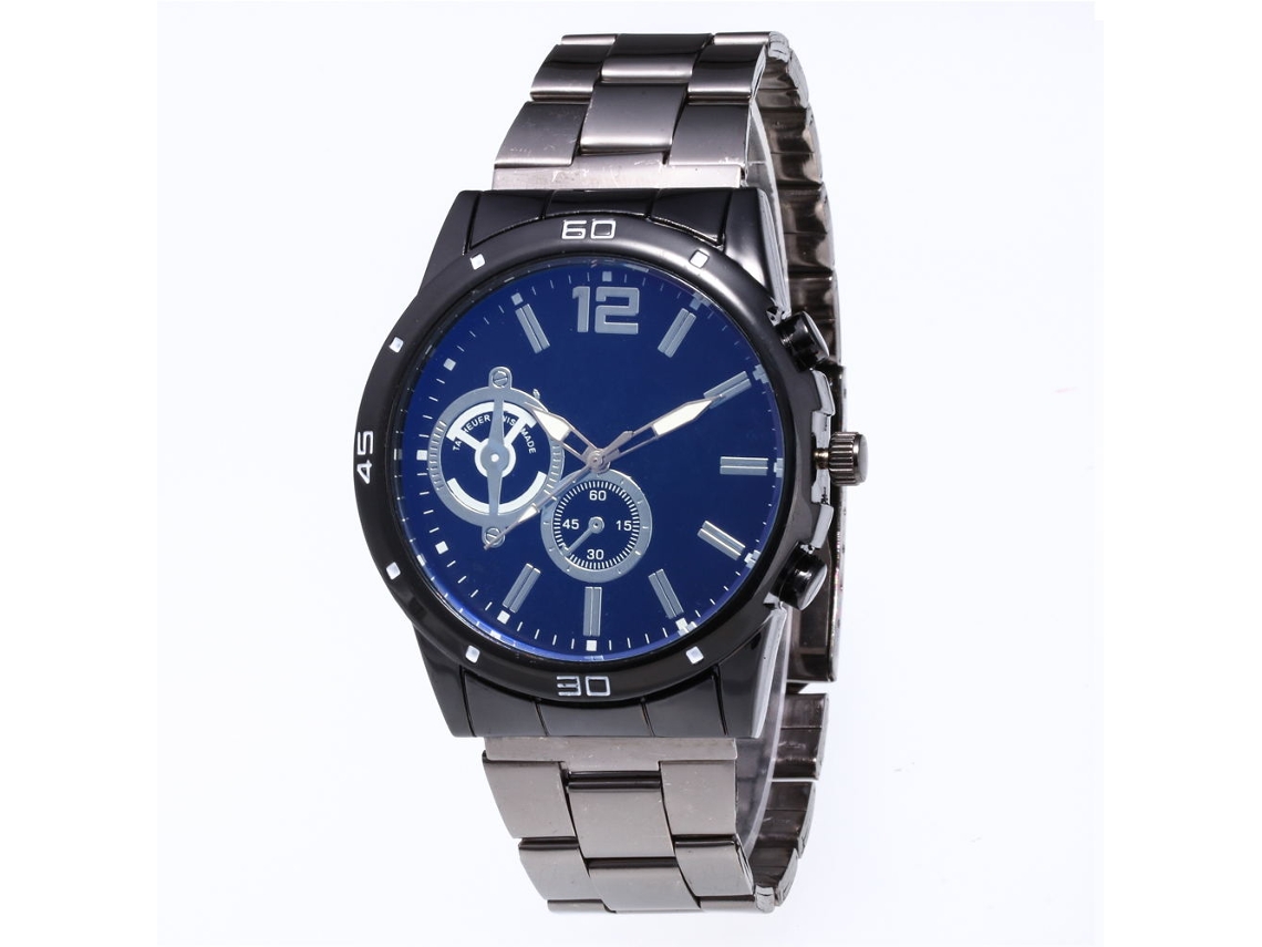 Reloj De Pulsera Analógico De Acero Con Movimiento De Cuarzo Zhoulianfa Negro Y Azul
