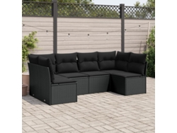 Conjunto de sofás de jardín de 6 piezas DKD Home Decor con cojines de mimbre negros