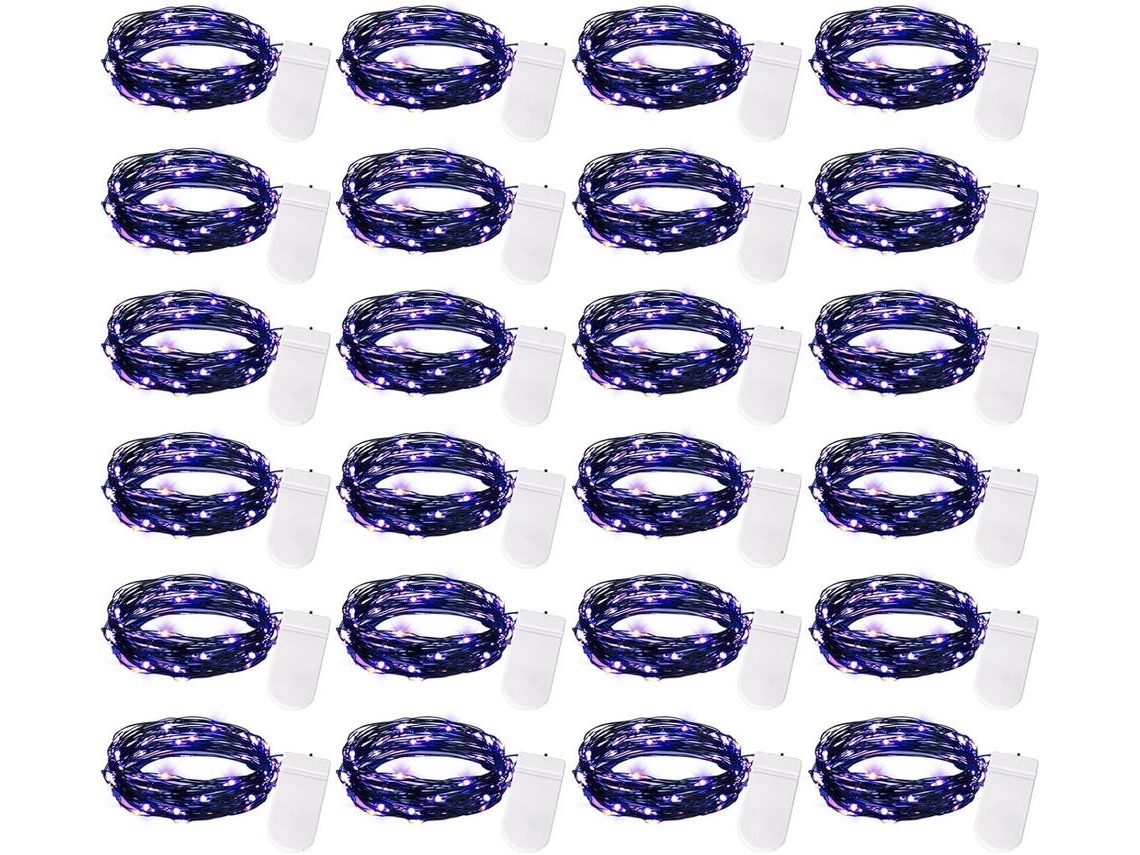Pacote Com 24 Luzes De Fada Led Por Bateria 6 5 Pés 20led Fio Prateado À Prova Dágua Para Artesanato Faça Você Festa De Natal Gusshious Roxo