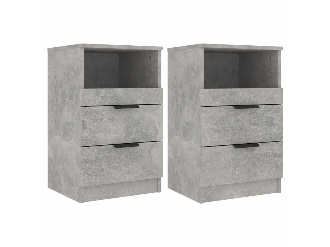 Juego de 2 mesitas de noche de madera procesada, gris cemento, EXCLUSIVA MAISON