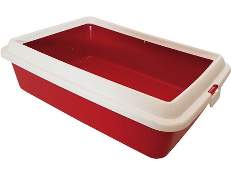Caja de Arena para Gatos ARQUIVET Hydra Rojo y Blanco (43x31x12 cm)