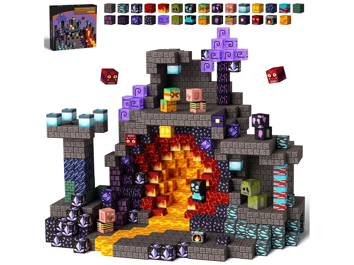 Juego de bloques de construcción magnéticos Mine World, juguete sensorial Stem Magic Cave Mdug