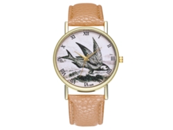 Reloj De Pulsera Unisex Informal Clásico Retro De Cuarzo Con Correa De Cuero Beige.