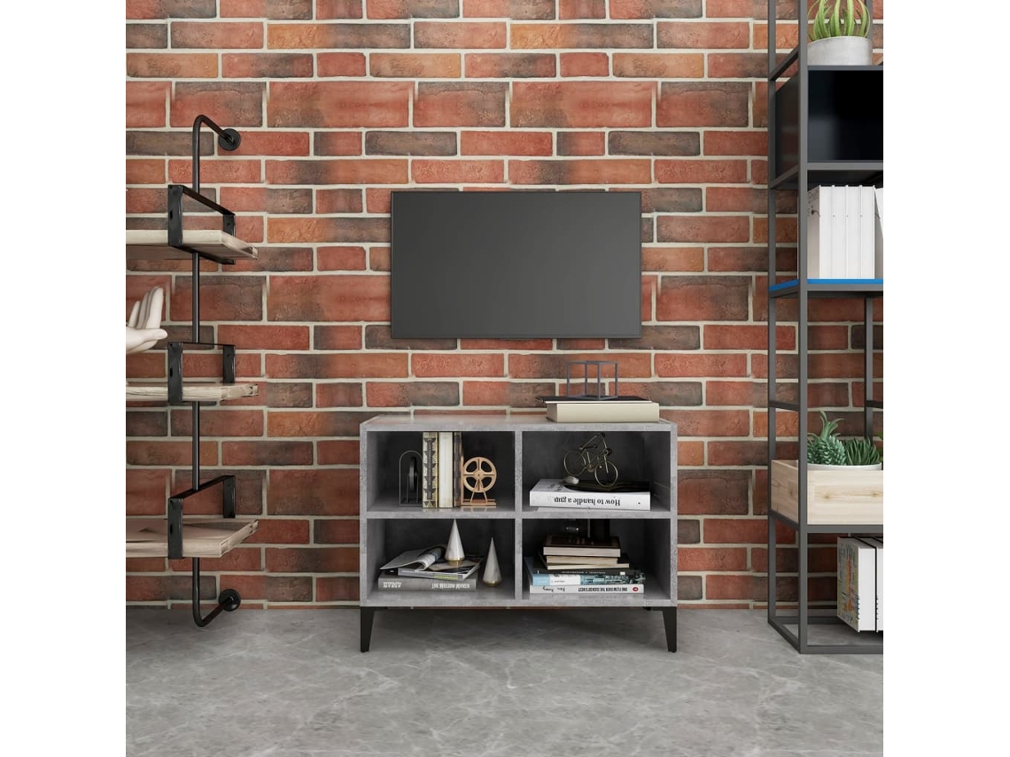 Mueble de TV con patas metal gris hormigón 69,5x30x50 cm N/A