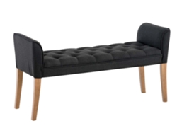 Banco de Pé de Cama Banqueta de Tecido Cinza Escuro Estilo Chesterfield Largura 133 cm Com Pés de Madeira Clara Ban10002 MOBIKASA