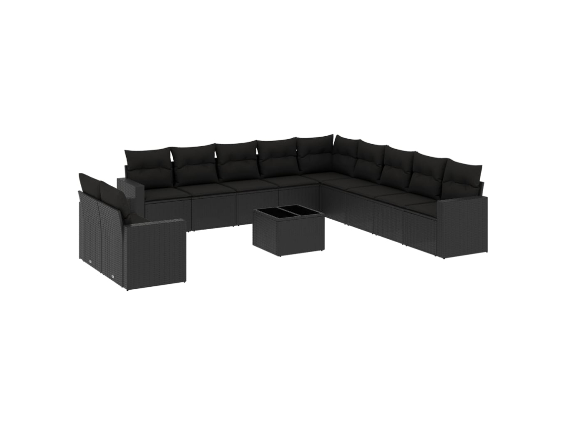 Maison Exclusive - Set De Sofás De Jardín 12 Piezas Cojines Ratán Sintético Negro