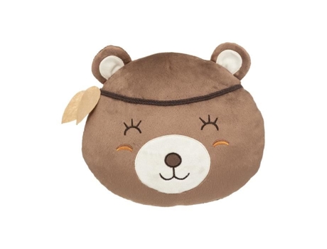 Almohada Decorativa Oso Marrón en Terciopelo Suave con Bordado 30 x 27 cm Marrón ATMOSPHERA