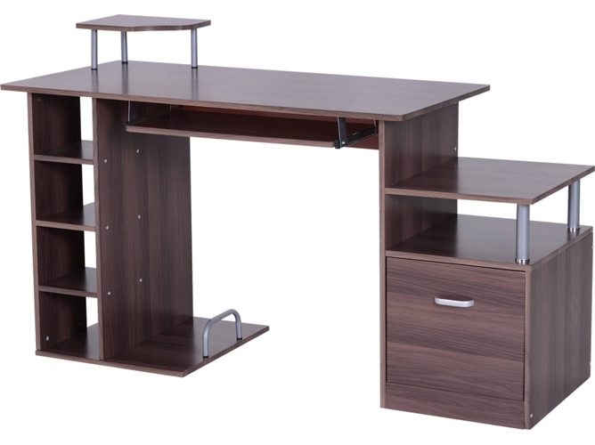 Homcom Mesa De ordenador monitor pc madera con soporte oficina 152x60x80cm impresora armarios estantes abiertos almacenaje escritorio 152x60x80 a20082 152 60 80