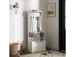 Cabideiro com banco para sapatos PMM CAPITALI, 4 ganchos, moderno, 71,5x39,5x170 cm, branco | PMM CAPITALI