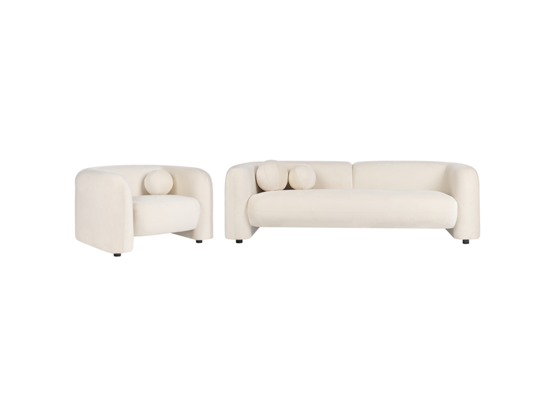 BELIANI Leiren Conjunto de Salón de Diseño Clásico en Terciopelo Blanco 224X83X73
