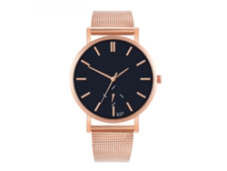 Reloj De Pulsera Para Parejas A La Moda Con Correa De Malla, Cuarzo Azul Oro Rosa.