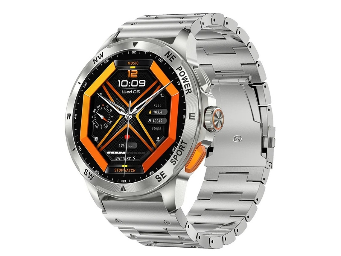 Reloj inteligente Bestvite Ak77 con pantalla AMOLED y Bluetooth para llamadas deportivas al aire libre (plateado)