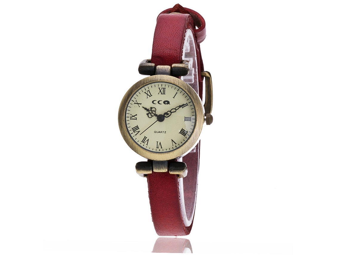Relógio De Quartzo Feminino Com Pulseira De Couro Pu E Nota Musical Oca Zhoulianfa (vermelho)