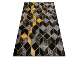 Alfombra Gloss Moderno 400B 86 Elegante, Glamour, Art Deco, 3D Геометричен Negro / Oro (160 x 220 cm)
