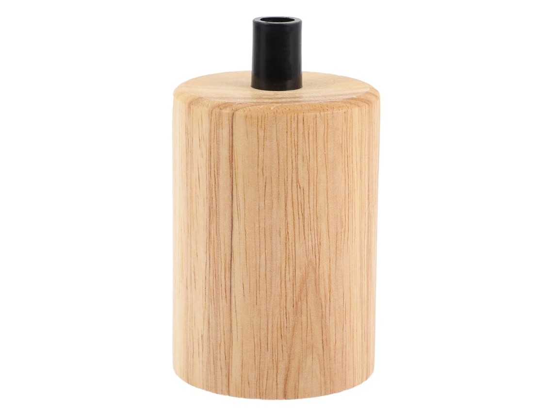 Portalámparas Redondo De Techo Con Casquillo E27 De Madera Y Plástico.