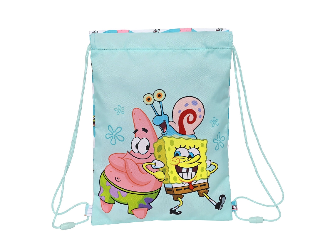Mochila de Bolsa Con Stpes Bob Esponja Permanecer Azul Positivo Blanco 26 x 34 x 1 cm