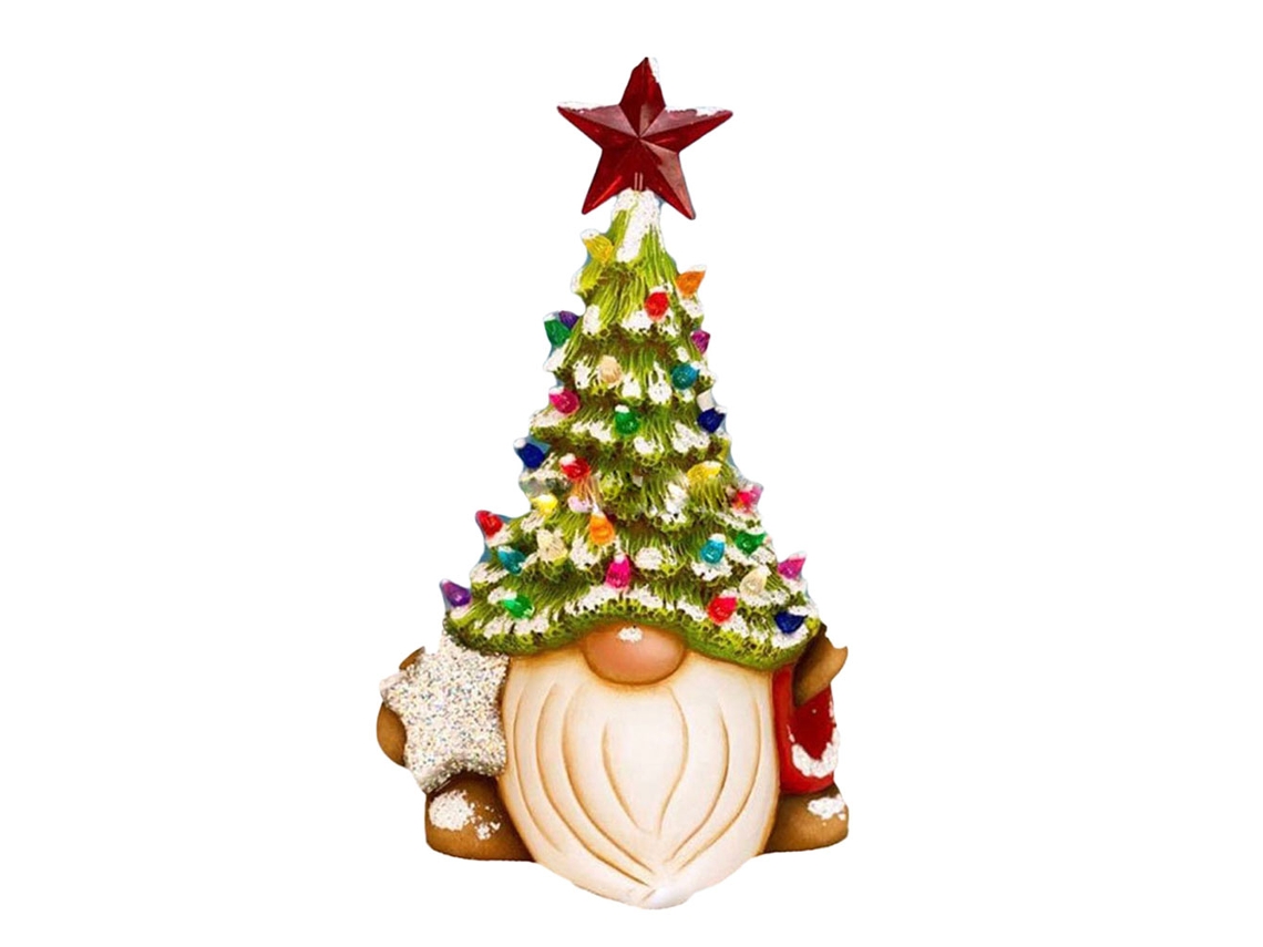 Estátua De Gnomo De Resina Decorativa Para Natal Com Árvore De Mesa
