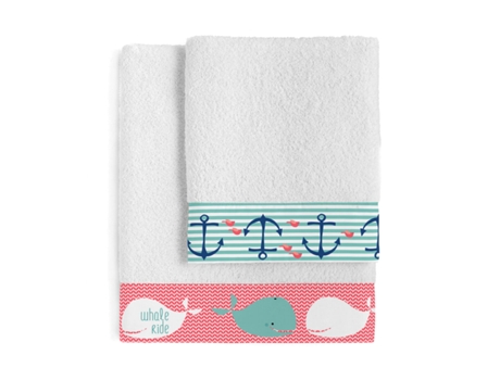 Juego de Toallas HAPPYFRIDAY Moshi Moshi Whale Multicolor 2 Piezas