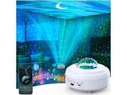 Proyector Galaxy con altavoz Bluetooth, proyector de luz nocturna de estrellas para dormitorio, 8 modos de luz (blanco)