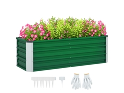 Canteiro de aço para jardim com luvas, floreira urbana, vaso retangular (125x47x40 cm) Verde S/MARCA