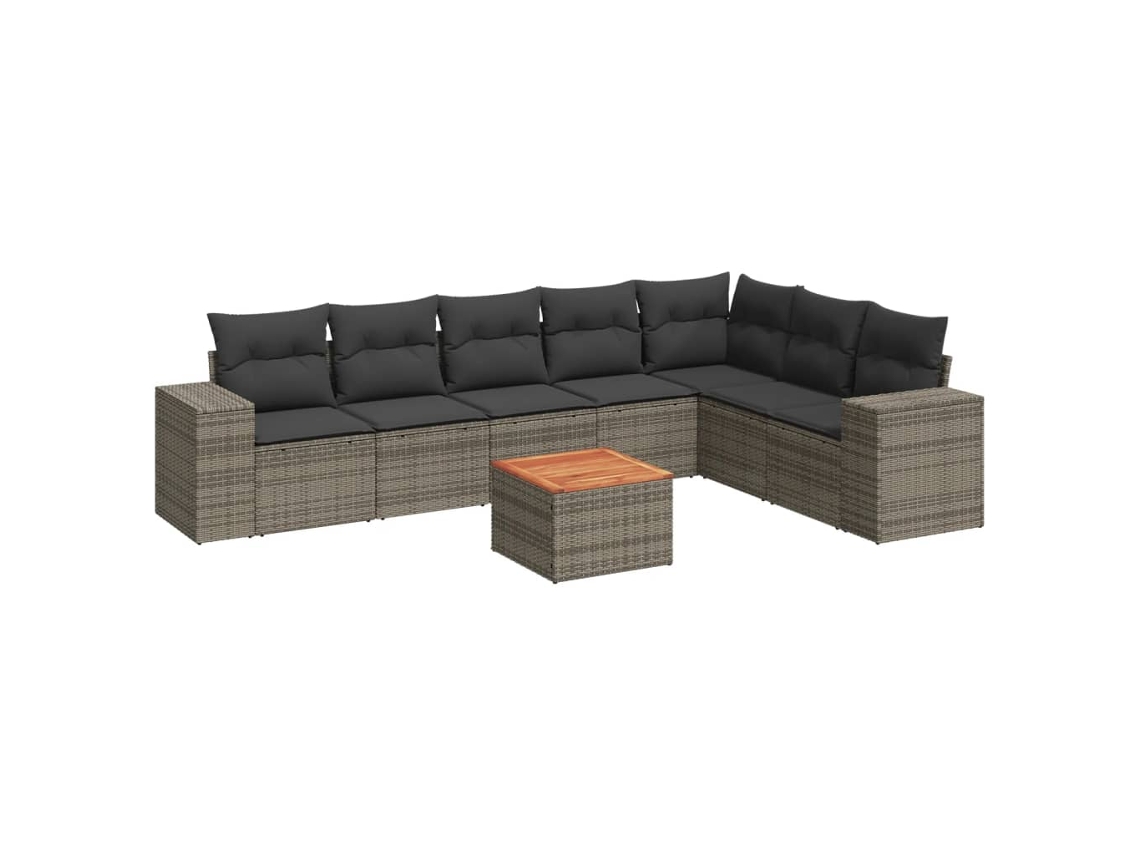 Maison Exclusive - Set De Sofás De Jardín 8 Pzas Y Cojines Ratán Sintético Gris
