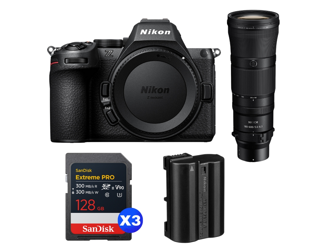 Nikon Z5 Ii + 180-600mm F/5.6-6.3 Vr + 3 Sandisk 128gb Extreme Pro Uhs-ii Sdxc + Nikon En-el15c + Ebook “20 Consejos Para Fotos Que Impactan”