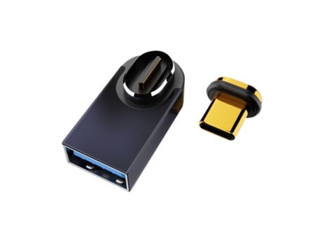 Adaptador magnético OTG USB tipo C Usb3.0 hembra a conector macho tipo c 10 gbps carga rápida codo medio negro