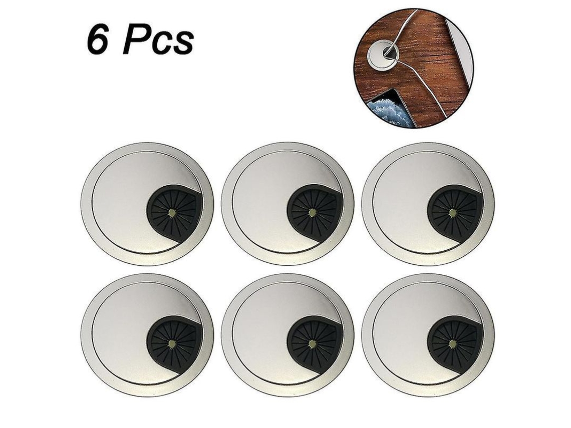 6 Ojales Para Mesa Con Tapa Para Orificio, Color Arena Plateada