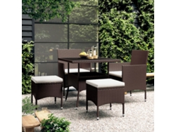 Juego de comedor de jardín de mimbre marrón PE Dkd Decoración del hogar