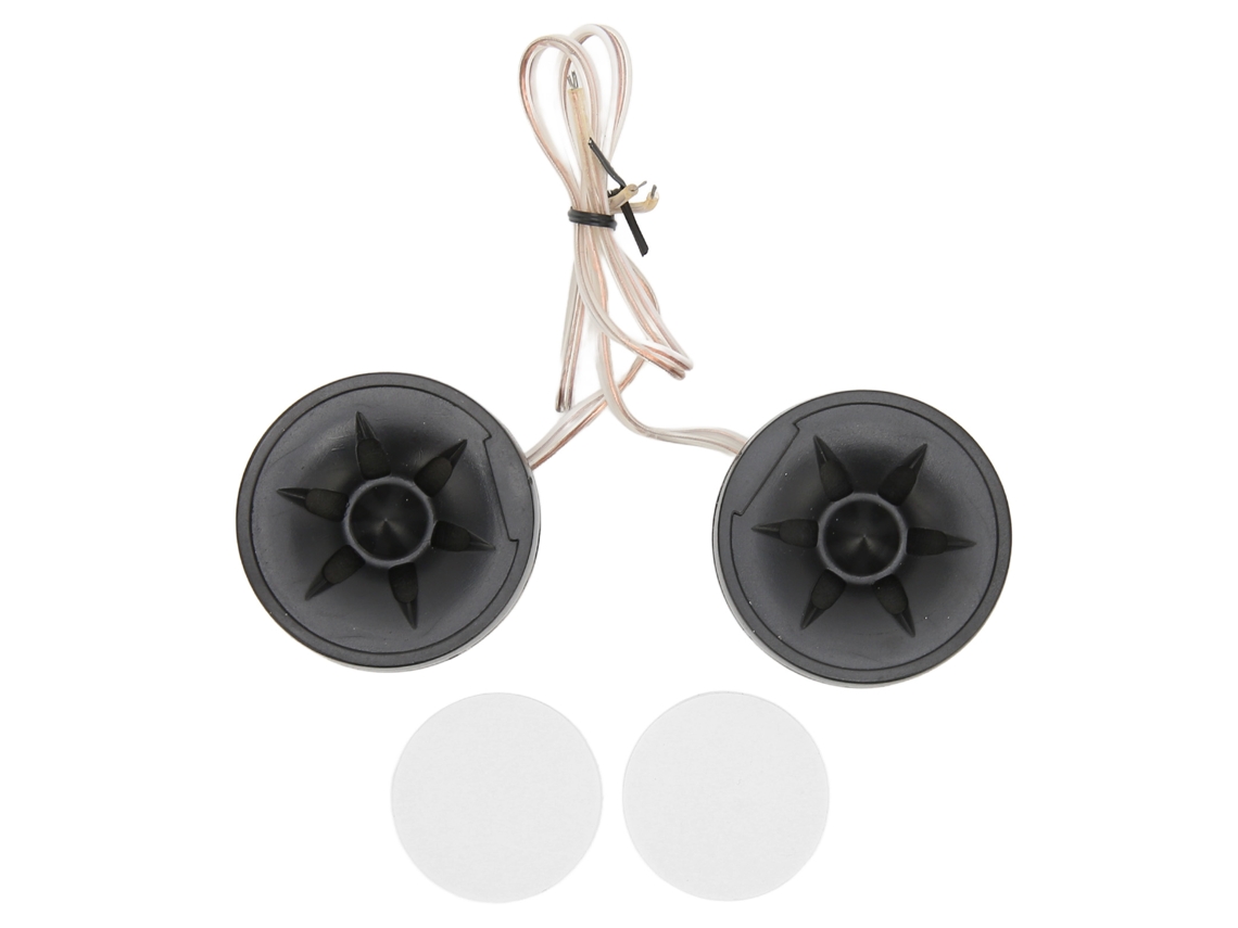 2 altavoces redondos Mini Dome Tweeter de 350 W, adhesivos, negros, universales, para sistema de audio de coche.