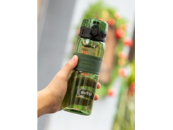 Botella de agua deportiva portátil a prueba de fugas de 500 ml con filtro para té, MDUG transparente (verde)