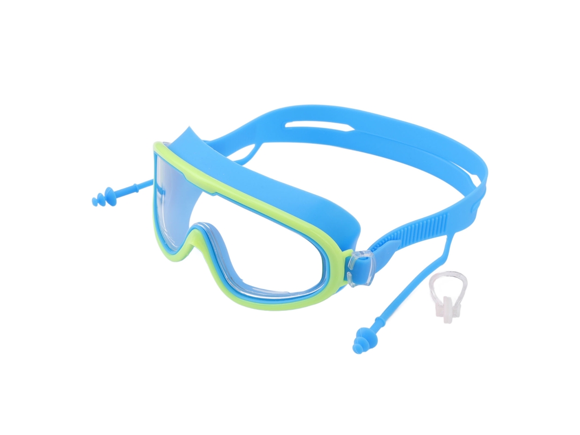 Gafas De Natación Infantiles, Montura Grande, Impermeables, Antivaho, Hd Con Clip Nasal, Azul Claro.