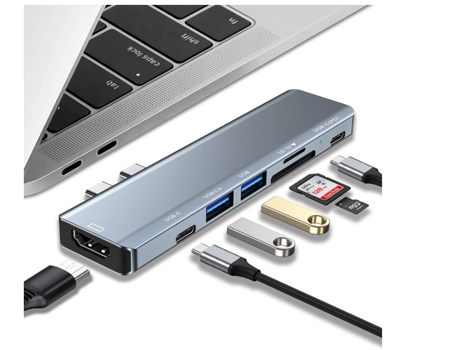 Adaptador Hub Usb C 7 en 2 para Macbook Air Pro M1 CHRONUS HDMI0214-Y8 Negro