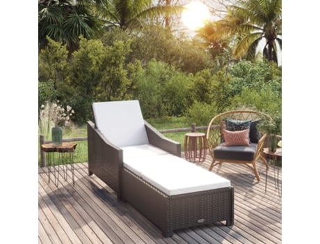 MAISON EXCLUSIVE Tumbona con cojín ratán sintético blanco crema