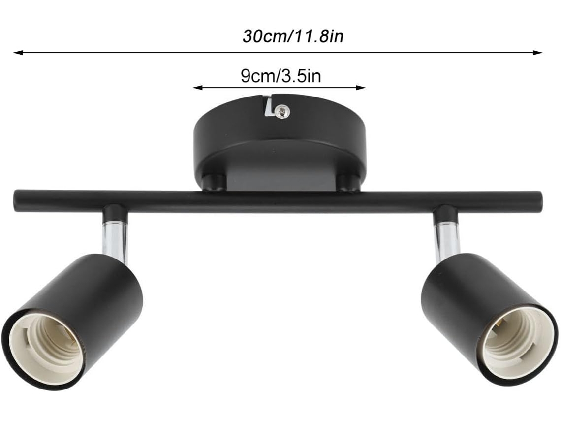 Soporte De Riel De Techo Empotrado Para 2 Bombillas, Portalámparas Giratorio Ajustable Para Bombillas Led E27.